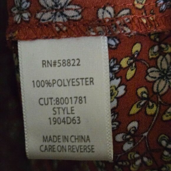 Max Studio Brick Red Ditzy Floral Smocked Crepe Tiered Maxi Dress Size S - Picture 8 of 8